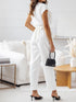 Surplice Cap Sleeve Tie Waist Jumpsuit - Odaingerous